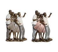 DKD Home Decor Statuette décorative 18 x 10 x 25 cm Rose Or Blanc Famille (2 unités)