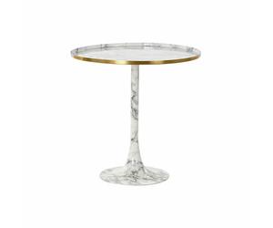 DKD Home Decor Table d'appoint Doré Aluminium Blanc Marbre (51 x 51 x 51 cm)
