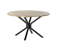 DKD Home Decor Table de salle à manger Standard 127×127×75 cm Noir métal bois de manguier