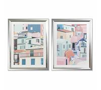 DKD Home Decor Tableau 69 x 3 x 89 cm Maisons urbaines (2 unités)