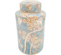 DKD Home Decor Vase de marque Oriental Orange Bleu Porcelaine (18 x 18 x 30 cm) (Ref. : S3021723)