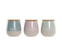 DKDD Home Decor Bleu Vert Rose Pot en bois derubber Gres (3 pièces) (10 x 10 x 16 cm)
