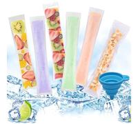 DKDDSSS 100 PCS Sacs Popsicle, Moule à Glace, Sacs de Sucettes Glacées, Popsicle Pochettes, DIY Popsicle Pochettes avec Entonnoir, pour Yaourt, Bonbons Glacés Party Favors