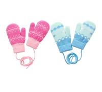 DKDDSSS 2 Paires Moufles Enfant, Gants d'Hiver Gants Enfant, 1 à 4 ans Enfants Thermique Mitaines avec Corde, Mignon Moufle pour Garçon Fille Gants de Neige