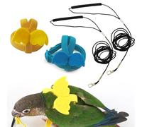 DKDDSSS 2 PCS Harnais pour Perroquet, Laisse de Perroquet Harnais Réglable pour Oiseaux Corde d'entraînement Anti-Morsure Élastique pour Calopsitte Cacatoès Aras (Jaune et Bleu)