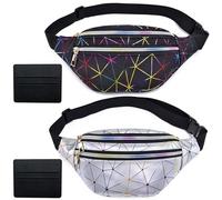 DKDDSSS 2 pcs Sac Banane, Sac Banane Femme Homme, Sacoche Banane Unisexe avec Ceinture Réglable, pour Voyage Randonnée Camping Loisir (avec 1*Forfait Carte de crédit)