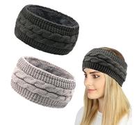 DKDDSSS 2 Pièces Bandeau Cheveux Hiver Tricoté Elastique, Réchauffeur Chaud Bande Tressée pour Femme