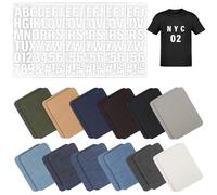 DKDDSSS 24 Pièces Patch Thermocollant Thermocollant Jean, Tissu Thermocollant Patch Thermocollant Vetement, Tissu Thermocollant Jean, 5 Feuilles 220 Pièces Lettres Thermocollantes Lettre Autocollantes