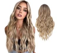 DKDDSSS 25 Pouces Perruque Blondes Naturelle Synthétique Cheveux Longue Ondulée Bou Perruque avec Bonnet pour Cosplay et Utilisation Quotidienne