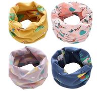 DKDDSSS 4 Pièces Tour de Cou Enfant en Coton, Écharpe et Cache-cou pour Bébé, Foulards pour Garçons et Filles 1-12 Ans