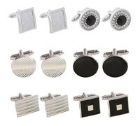 DKDDSSS 6 Pairs Bouton de Manchette Homme, Boutons de Manchette en Acier Inoxydable, Boutons de Manchette Classiques pour Homme, À La Mode Rétro Rayé Manchette, pour Mariage Business
