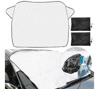 DKDDSSS Couverture Pare Brise Voiture, Bache Pare Brise Protection Couverture Repliable avec Cache rétroviseur, Universelle Couverture Pare Brise pour Bache Voiture Anti Givre et Poussière, UV, Pluie