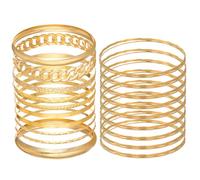 DKDDSSS Ensemble de Bracelets Jonc en Or pour Femme, Ensemble de Bracelets en Acier Inoxydable, Multi Empilable Large Collection de Bracelets Indien Bollywood, pour Femmes et Filles (19 pièces)