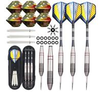 DKDDSSS Lot de 3 Fléchettes avec Pointe, 22g Jeu de Fléchettes Professionnelles avec 3 Arbre de Fléchette, 3 Arbre de Rechange, 6 Ailettes, 12 Anneaux en Caoutc, 1 Protecteurs de Vol, Étui