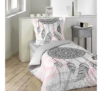 dkdo Housse de Couette - 140 x 200 cm + taie - Namaste, Attrape-rêves - Gris