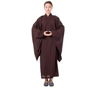 DKELTE Robe De Moine pour Femmes Tenue Traditionnelle Bouddhiste for Le Printemps Et L'été Vêtement Léger Et Confortable for La Méditation Et La Prière pour Hommes(Coffee,M)