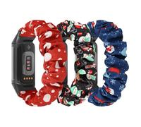 DKGKOO Lot de 3 bracelets élastiques Scrunchie compatibles avec Charge 5/ Fitbit Charge 6, bracelet de remplacement sport mignon en tissu doux pour femmes, L, Coton, Pas de gemme