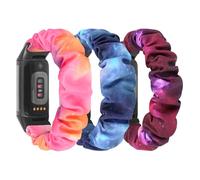 DKGKOO Lot de 3 bracelets élastiques Scrunchie compatibles avec Charge 5/ Fitbit Charge 6, bracelet de sport de remplacement mignon en tissu doux pour femmes, Small, Coton, Pas de gemme