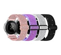 DKGKOO Lot de 4 bracelets élastiques en nylon compatibles avec Samsung Galaxy Watch Active 2 bandes de 40 mm, 44 mm, 20 mm pour Galaxy Watch 3, Sans pierre précieuse