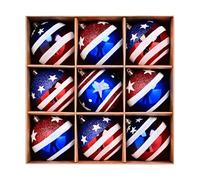 Dkh449 Décoration de fête nationale plaquée rouge blanc et bleu (A, 24 x 24 x 8 cm)