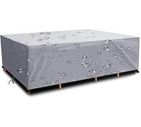 DKHLYB Housse Salon de Jardin 420D Oxford Tissu Housse de Protection pour Mobilier Housse de Table de Jardin Imperméable Bâche de Protection avec Corde et Boucle Verrouillage Argent 190x130x70cm