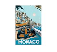 DKHQJGXAF Poster F1 vintage sur toile représentant une voiture de Monaco - Décoration murale pour chambre à coucher - 50 x 75 cm