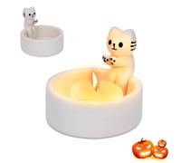 DKIIL NOIYB Photophore en résine pour chat avec pattes chauffantes, cadeau décoratif pour les amoureux des chats