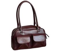 DKIIL NOIYB Sac à main en cuir synthétique pour femme Y2k Sac multi-poches Rétro Tote Bag Esthétique Décontracté Sac Hobo Messenger Bag Lolita Kawaii Sac à main étudiant Jk, A02 bordeaux