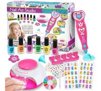 Dkinghome kids Nail Art Kit for Girls,Nail Set Girls Toys Nail Varnish Sets Girls Gifts for Girls Birthday Presents Gifts for 6 7 8 9 10 11 12 year olds Girls