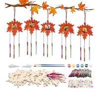 DKINY 10 Kits Bricolage Carillon Vent Cadre Photo Feuille d'Érable avec Pinceaux et Peinture pour Enfants Loisir Créatif Automne Activité Fête DIY Décor Suspendu