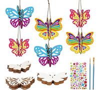 DKINY 10 Kits Bricolage Papillons 3D en Bois - Loisirs Créatifs pour Enfants - DIY Papillon Décoratif à Suspendre pour Activité Manuelle Garçons Filles en Classe Jouet Fête Party