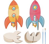 DKINY 10 Kits Fusées 3D en Bois avec Pinceaux pour Enfants Activites Manuelles Garçons Filles Loisirs Créatifs en Classe Jouet Cadeau Anniversasire Fête