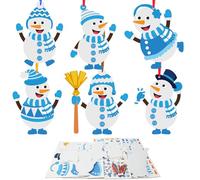 DKINY 12 Kits Bricolage Bonhomme Neige avec Autocollant Bleu en EVA pour Enfants Activité Manuelle Noël Loisir Créatif Jeux Fête DIY Décoration Suspendue