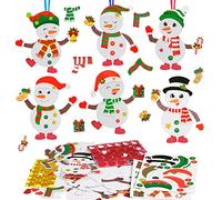 DKINY 12 Kits Bricolage Bonhommes Neige avec Autocollant en EVA pour Enfants Activité Manuelle Noël Loisir Créatif Jeux Fête DIY Décoration Suspendue