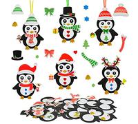 DKINY 12 Kits Bricolage Manchots de Noël avec Autocollant en EVA pour Enfants Activité Manuelle Noel Loisir Créatif DIY Décoration Suspendue Jeux Fête