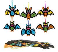 DKINY 12 Kits DIY Chauves-Souris avec Autocollant en EVA - Loisir Créatif d'Halloween pour Enfants Activité Manuelle Fête Jeux Groupe Classe Déco Suspendu