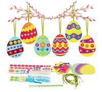 DKINY 12 Oeufs de Pâques avec Autocollant pour Enfant Bricolage - Décoration Pâques à Suspendre en EVA - Loisir Créatif de Pâque pour Enfants Fête Party DIY Activité Jeux Paque
