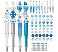 DKINY 16 Kits Fabriquer Stylos Noel pour Enfants Création Stylo Personnalisé Flocon de Neige avec 54 Perles pour Loisir Créatif d'Hiver Fête Cadeau Noel