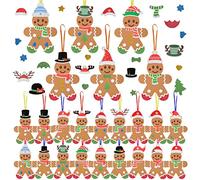 DKINY 24 Kits Bricolage Bonhommes Pain d'Épice de Noël avec Autocollant EVA pour Enfants Activité Manuelle Noel Loisir Créatif DIY Décoration Suspendue Jeux Fête