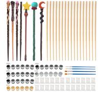 DKINY 24pcs Bricolage Baguettes Magiques en Bois avec Argile et Peinture pour Enfants Loisir Créatif Fête Halloween Canaval Cadeau Anniversaire Socier Wizard Cosplay