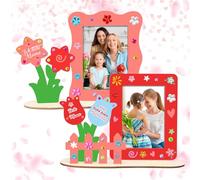 DKINY 4 Kits Bricolage Cadre Photo Fleur avec Support en Bois à Colorer avec Pinceaux et Peinture pour Enfants Loisir Créatif Printemps Fête Mères Activité Familiale