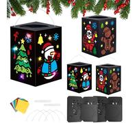 DKINY 4 Kits DIY Lanterne de Noël en Papier Motif Père Noel, Arbres, Bonhomme de Neige avec Colle - Lampion Créatif pour Enfants Activité Manuelle Hiver