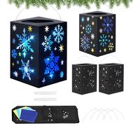 DKINY 4 Kits DIY Lanterne d'Hiver en Papier Motif Flocons de Neige avec Colle Lampion Créatif pour Enfants Activité Manuelle Hiver Noël Loisirs Creatifs