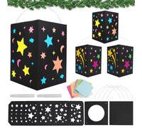 DKINY 4 Kits DIY Lanterne Étoiles de Noël en Papier avec Colle Bricolage Lampion Créatif pour Enfants Bricolage Fête Activité Manuelle Anniversaires Noel Loisir Hiver