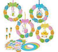 DKINY 8 Couronnes de Pâques avec Autocollant pour Enfants Bricolage Loisir Créatif de Paques Couronne à Décorer en EVA pour Jeux Jouet Fête Pâque Activité Manuelle
