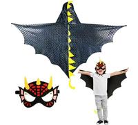 DKINY 80cm Cape Dinosaure Noire d'Enfant avec Masque Costume Ptérosaure Déguisement Carnaval pour Garçon Fille Cosplay Fête Halloween Épiphanie Anniversaire Soirée