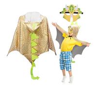 DKINY 80cm Cape Dinosaure Or Brillant d'Enfant avec Masque Costume Ptérosaure Déguisement Carnaval pour Garçon Fille Cosplay Fête Halloween Épiphanie Anniversaire Soirée