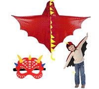 DKINY 80cm Cape Dinosaure Rouge d'Enfant avec Masque Costume Ptérosaure Déguisement Carnaval pour Garçon Fille Cosplay Fête Halloween Épiphanie Anniversaire Soirée