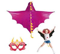 DKINY 80cm Cape Dinosaure Violette d'Enfant avec Masque Costume Ptérosaure Déguisement Carnaval pour Garçon Fille Cosplay Fête Halloween Épiphanie Anniversaire Soirée