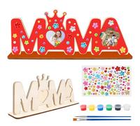 DKINY Bricolage Cadre Photo MAMA en Bois à Colorer - Loisirs Créatifs pour Enfants - DIY Cadre Poto pour Activité Manuelle Familiale Anniversaire Fête Mère